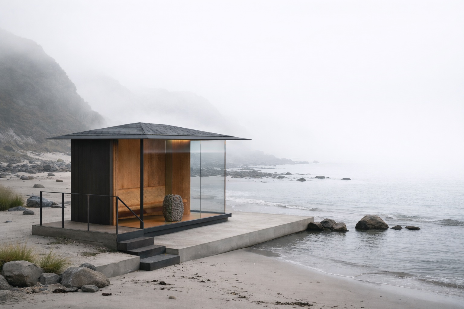 LYN outdoor sauna on coast