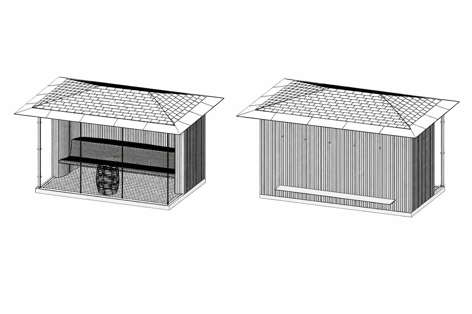 M1 Sauna Cabin — technical drawing